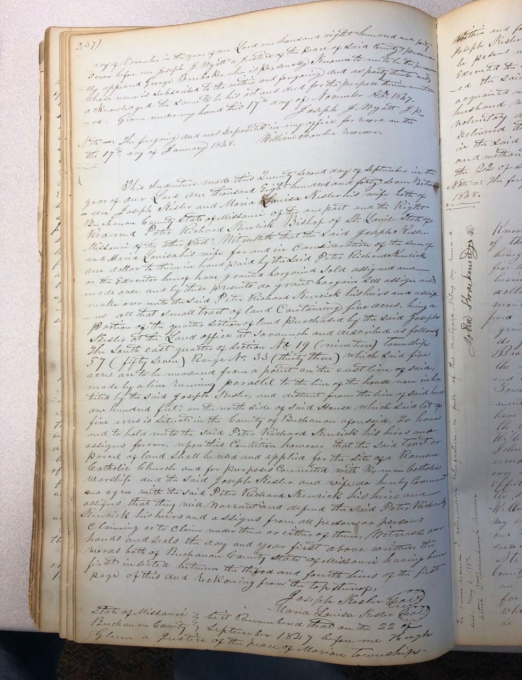 An open register from the settlement era.