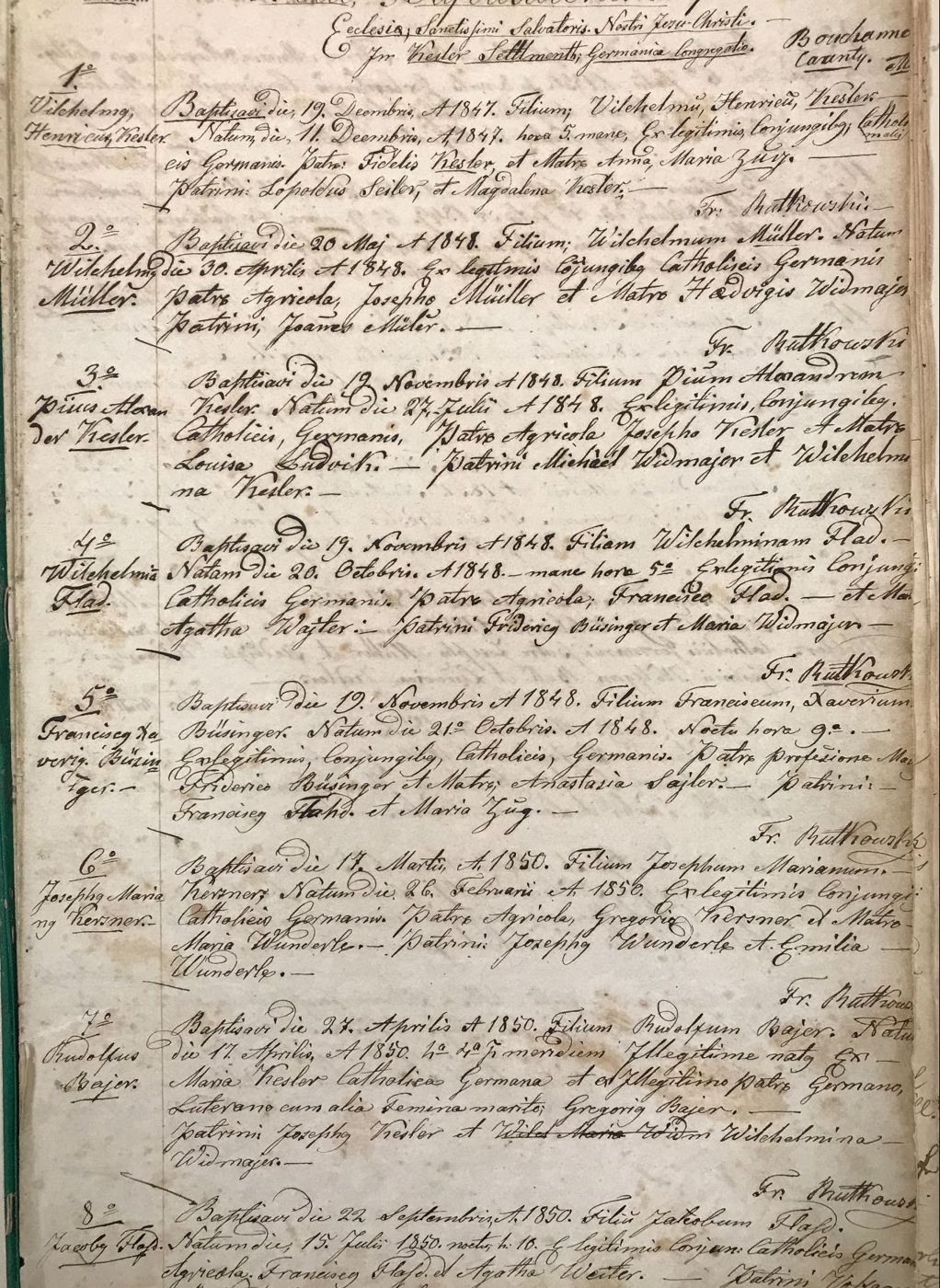Handwritten church register